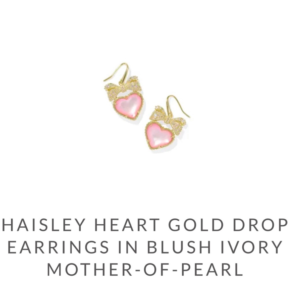 Kendra Scott Pink and Gold Heart Earrings